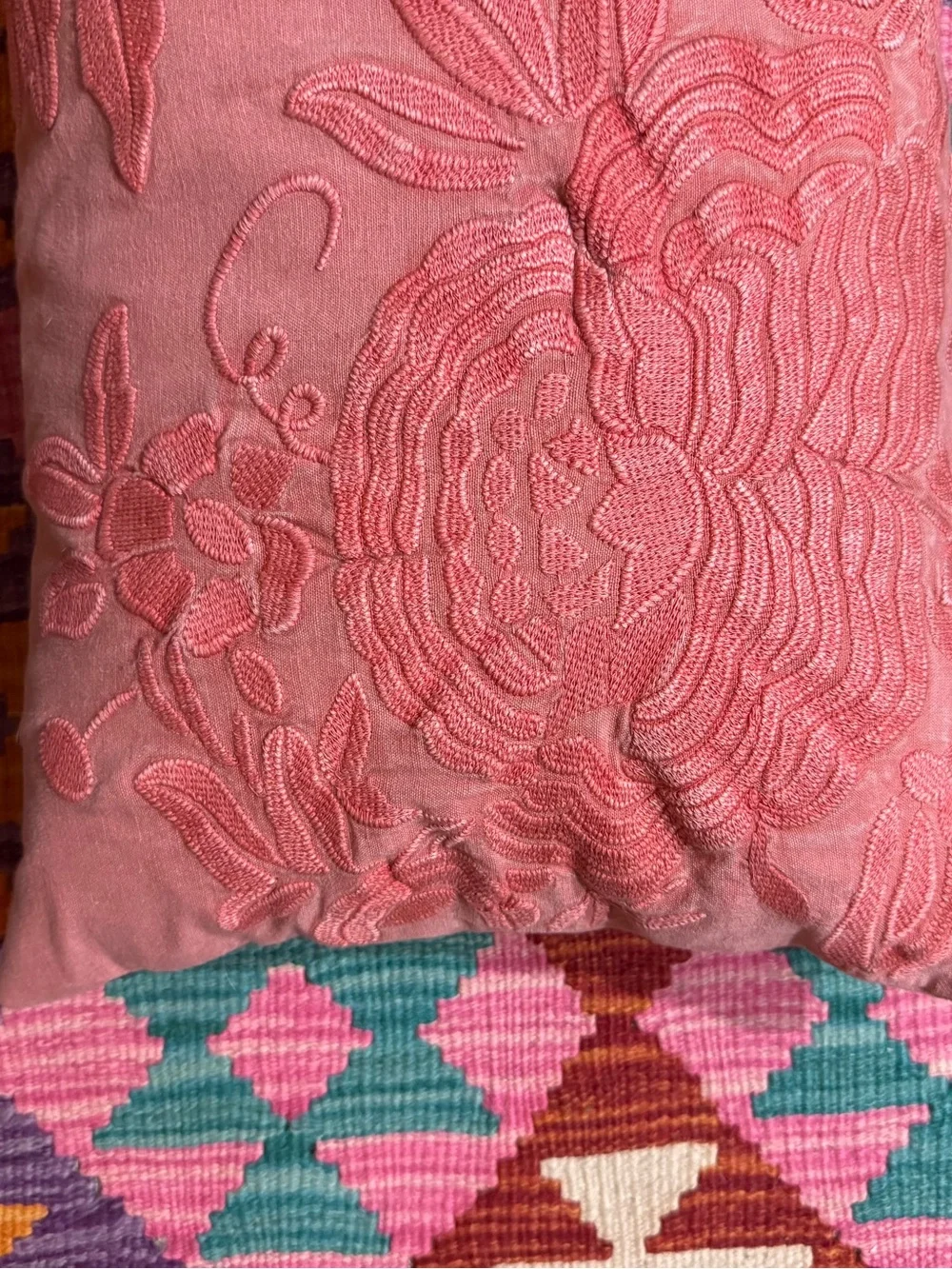 Pottery barn embroidered pillow, 14x20, like new